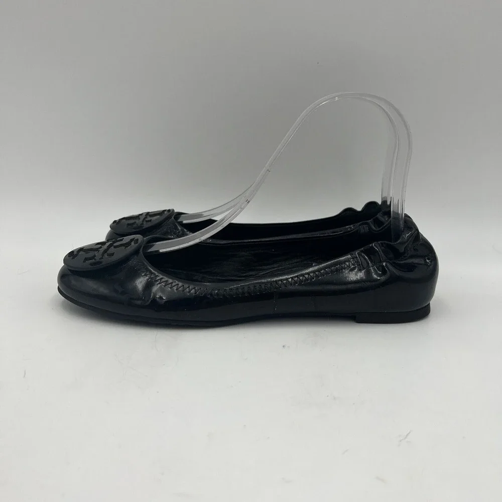 TORY BURCH Black Patent Leather BALLET Flats Size 6 1/2‎